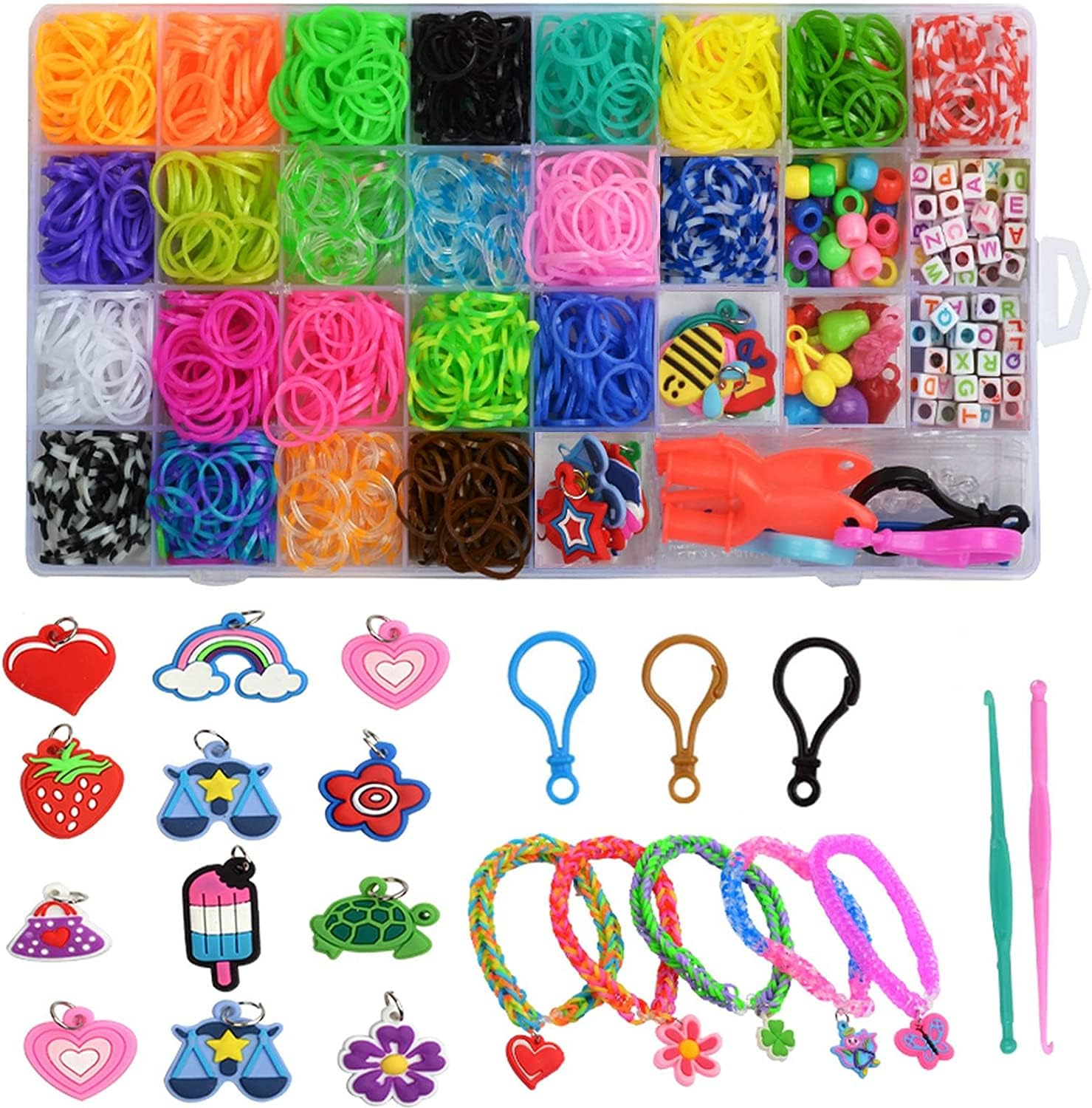 SNAPTRON 7000 Loom Bands Bracelet Making Kit -Loom Bands Bracelet Kit For Girls| DIY Art & Crafts For Kids| Beads Kit For Kids|Bracelet Making Kit Letters| Gifts For Girls Birthday 3 4 5 6 7 8 9 10 11