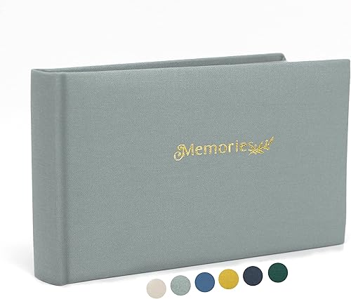 Holoary Álbum de fotos pequeño de 4 x 6 pulgadas, tapa dura de lino, capacidad para 50 fotos, encuadernado con libro tradicional de páginas negras,