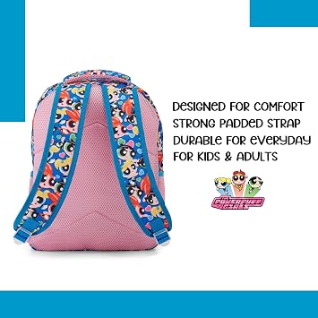 Powerpuff Girls Classic Allover Backpack - Mojo Jojo, Blossom, Bubbles and Buttercup - Officially Licensed Powerpuff Girls School Bookbag (Pink)
