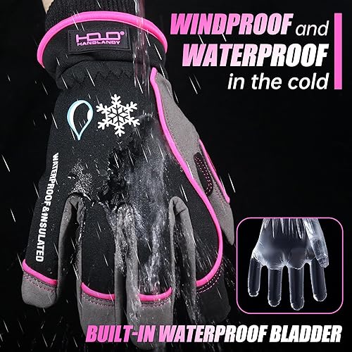 Vista 2 de HANDLANDY Winter Work Gloves, 3M Thinsulate Waterproof Insulated Glove for Men Women