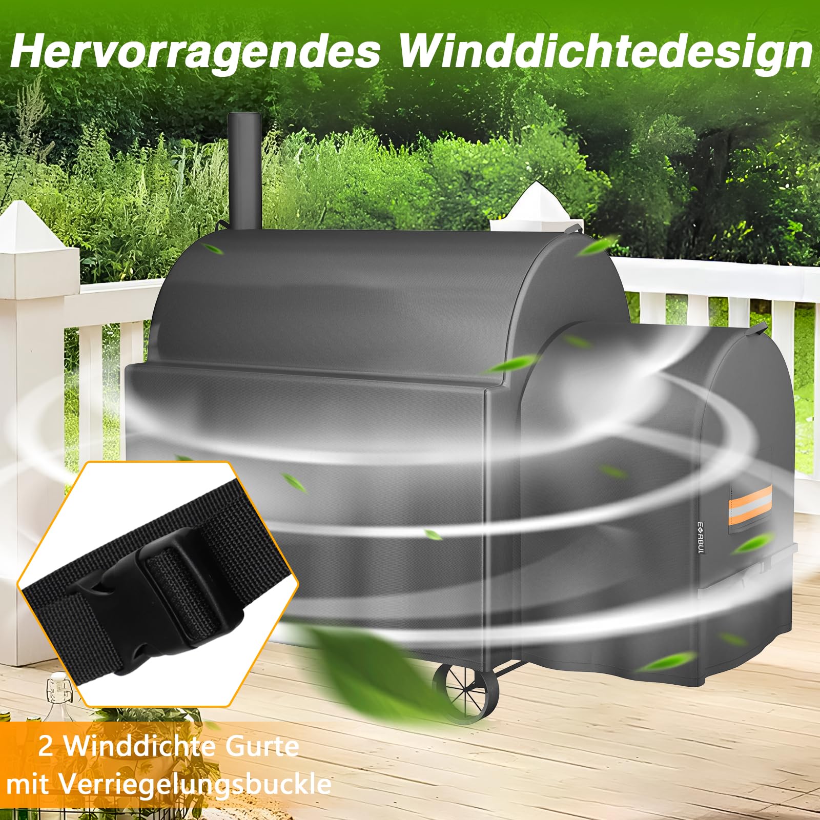 EVRBUL Raucherrahmenabdeckung Kompatibel mit Oklahoma Joe's Longhorn Highland Offset Smoker, Außenwasserdichte Grillabdeckung, Heavy Duty 420D BBQ Abdeckung, 162L x 93B x 142H cm, Ersetzt # 8259969P04