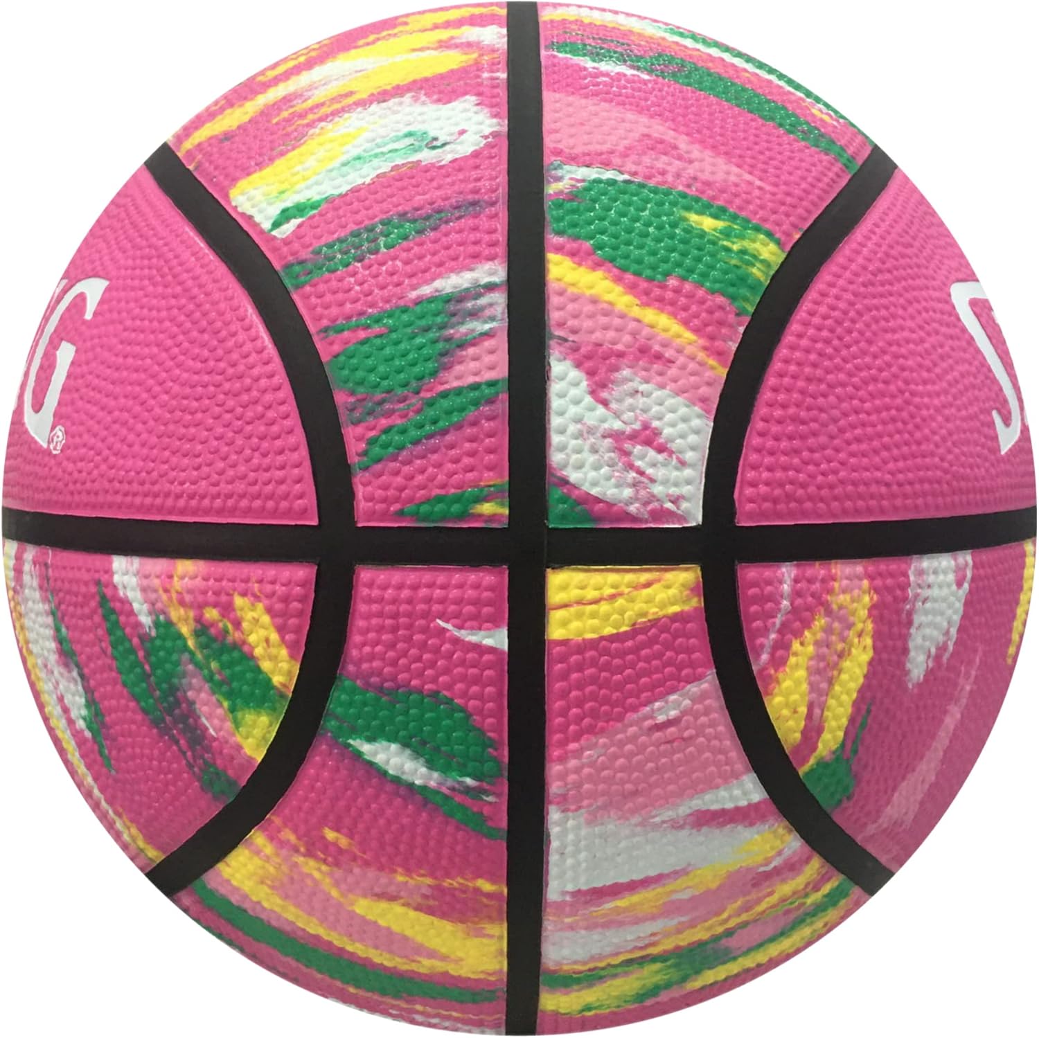 Spalding United Sports Unisex - Adult Marble Sz6 Ball, Pink Rainbow, 5