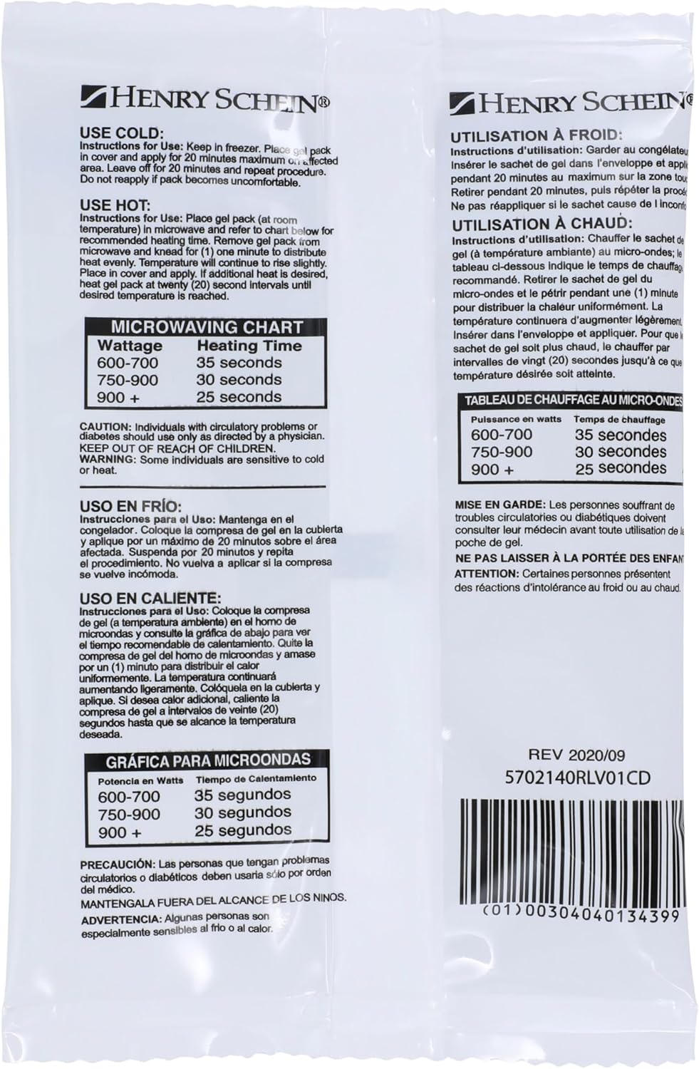 Henry Schein Reusable Hot and Cold Gel Packs, Case of 100, 4" x 6" (100 Pack (Case))