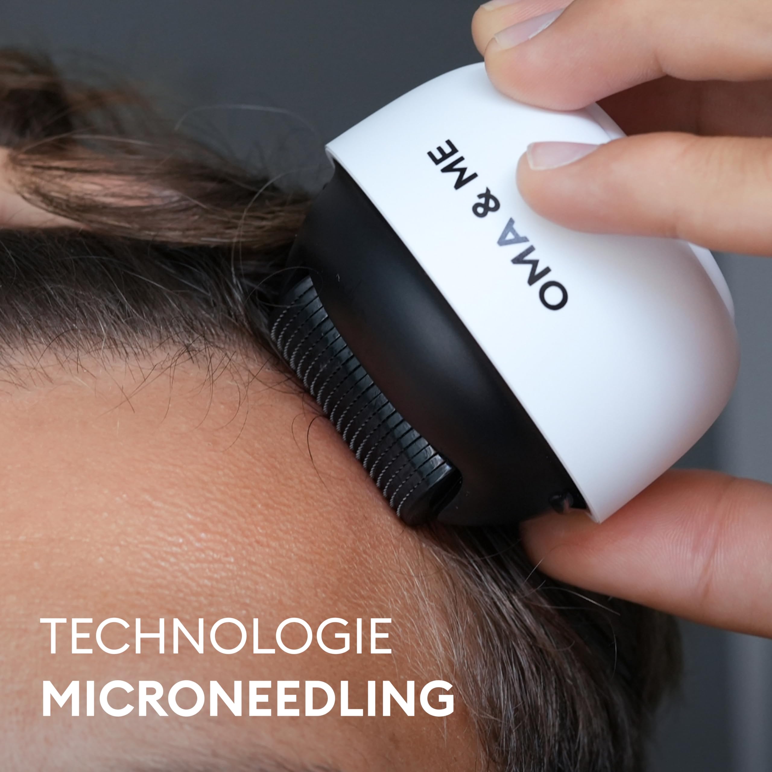 OMA & ME Derma Roller 0.5 mm - Stimule la Pousse des Cheveux Naturellement, Favorise la Croissance du Cuir Chevelu - Microneedling 1200 Micro-Aiguilles - Soin, Routine Capillaire Anti-Chute
