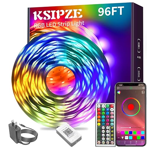 96ft Led Strip Lights RGB Music Sync Color Changing Bluetooth