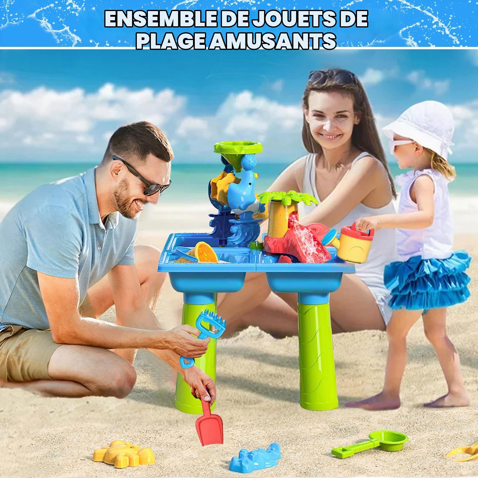 Diealles Shine Table Eau Sable, Multifonctionnel Table Eau Enfant Exterieur, Table de Jeux Exterieur Enfant de 1 2 3 4 Ans