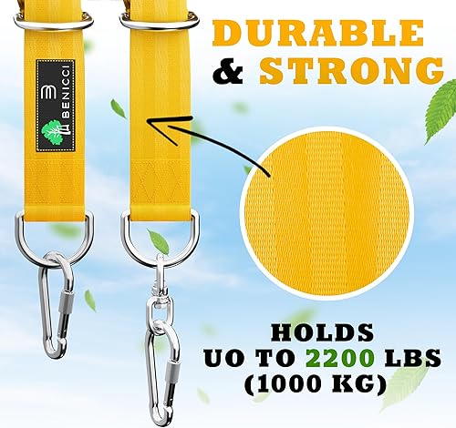 Miniatura 5 de Juego de 2 correas de 10 pies de largo con dos mosquetones de aleación y resistencia a la rotura de 2200 libras, instalación fácil y rápida para