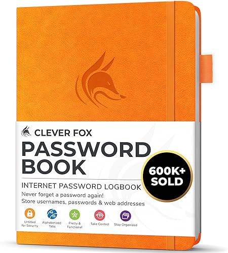 Miniatura 192 de Clever Fox - Libreta de contraseñas con pestañas alfabéticas, organizador de direcciones de Internet, tamaño pequeño de bolsillo, para inicios de
