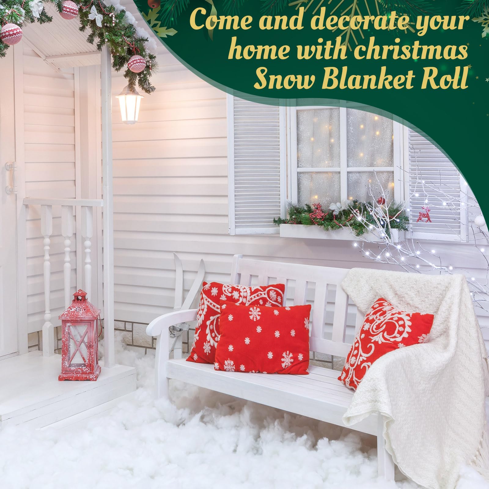Weihnachten Gefälschte Schneedecke 76,2 cm x 2,4 m Weihnachten Schneerolle Künstliche Weihnachtsdorf Display Schneedekorationen Flauschige Gefälschte Schneedecke Weihnachten Faux Schnee Blatt für