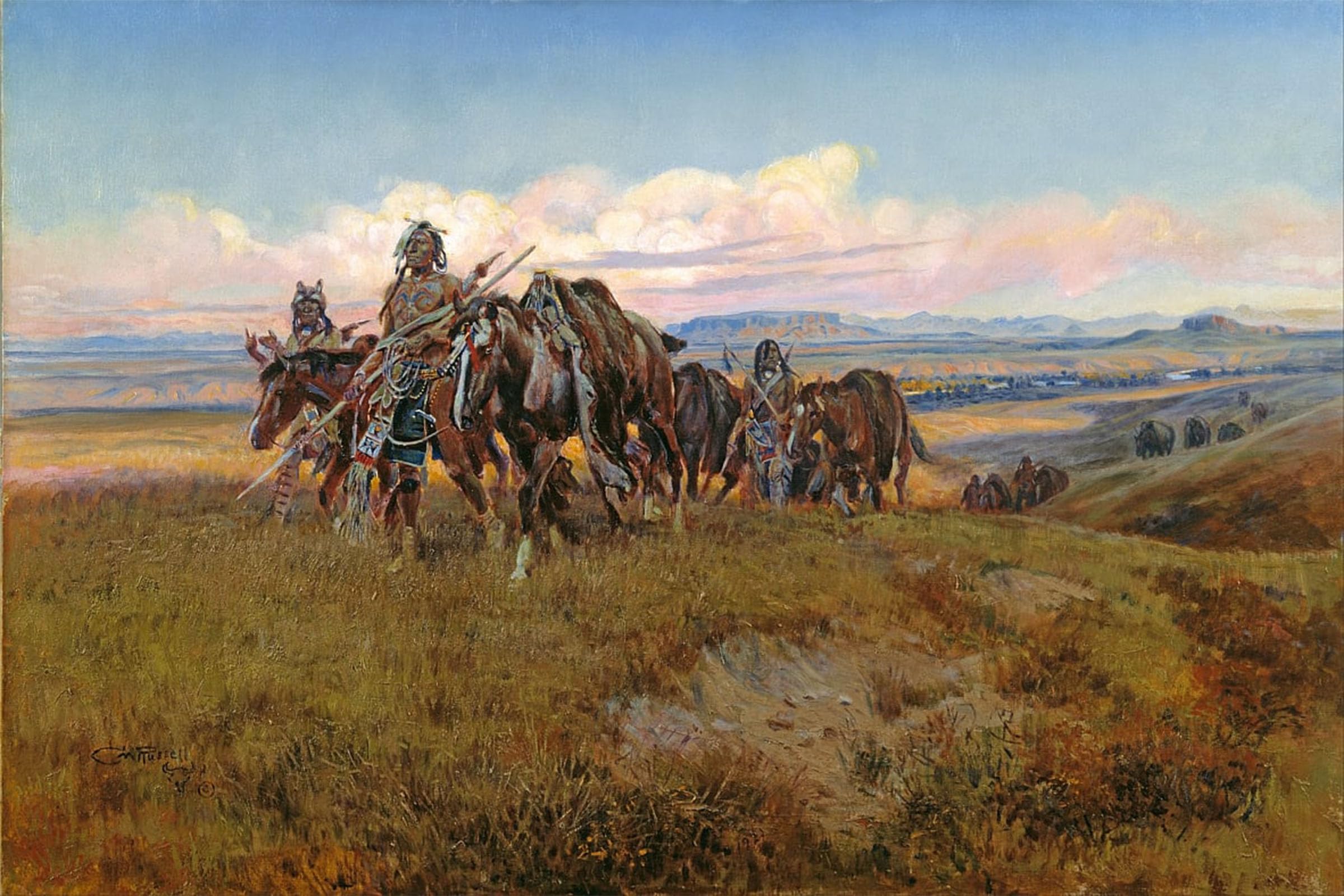 ARTXLXXBN Famous Painting Canvas Artwork Graffiti Print in the Enemys Country by Charles Russell Portrait Canvas Image for Home Decor 60x90cm
