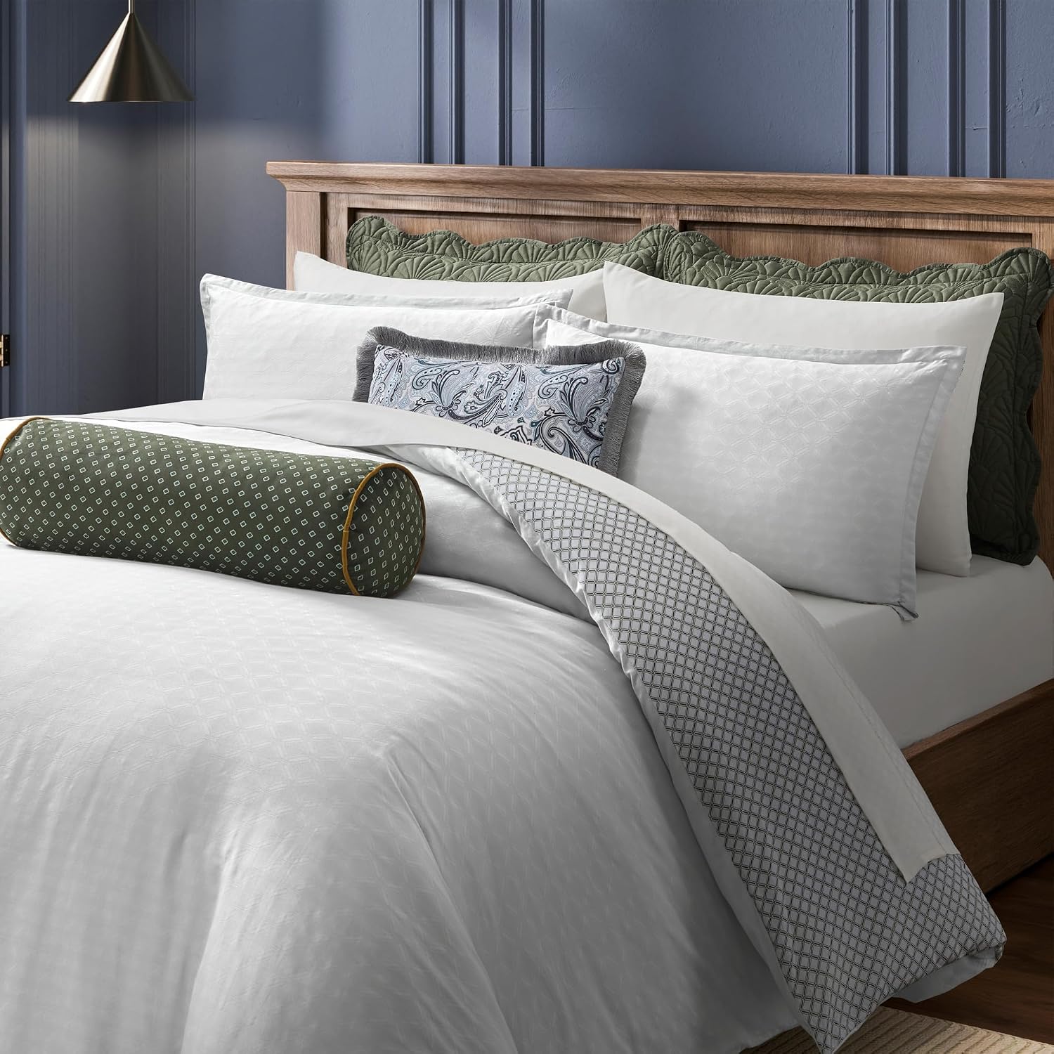 Ted Baker Duvet Cover Set Full/Queen - 3-Piece Cotton Jacquard - Pollsy, White