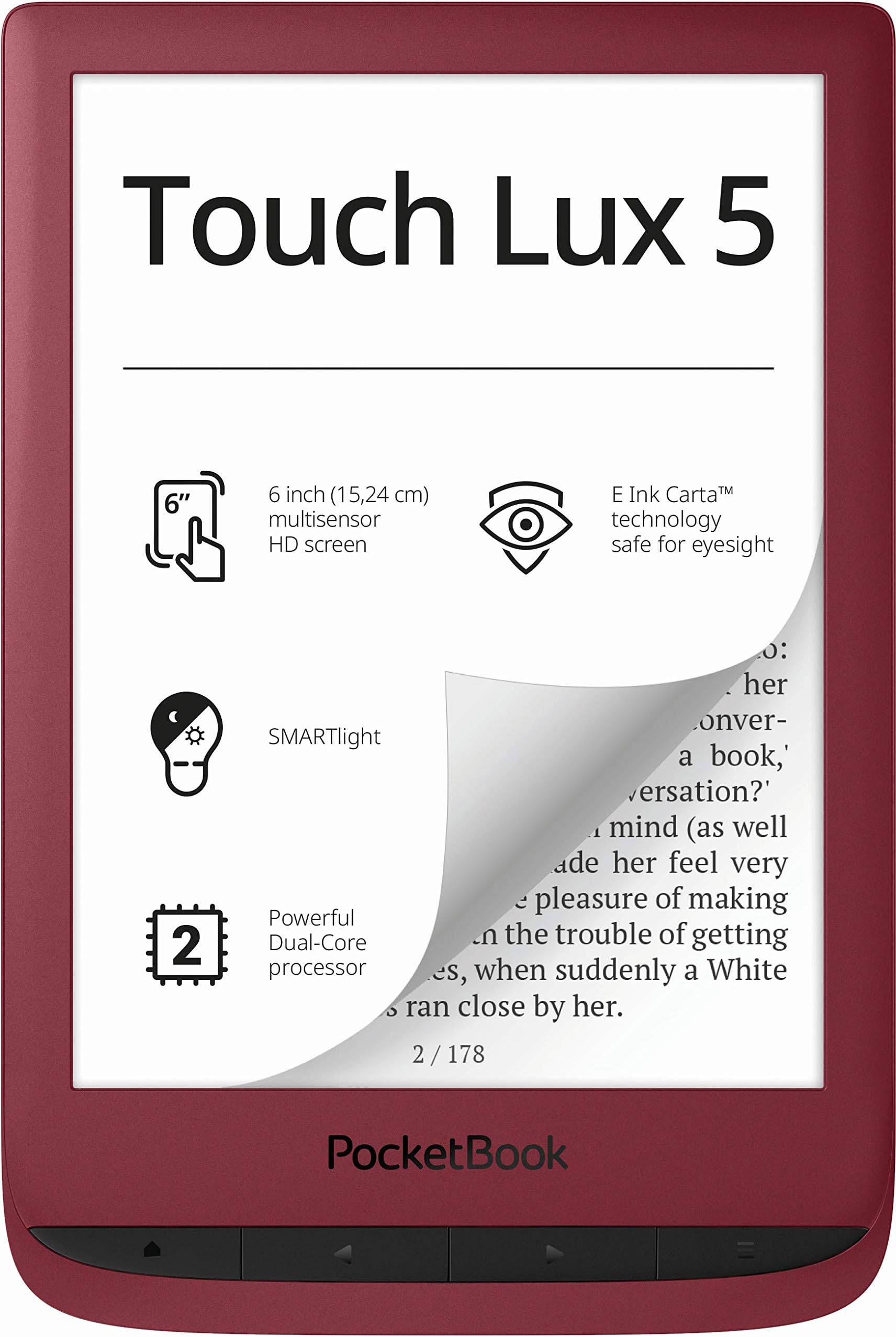 PocketBook Touch Lux 5 e-book reader Touchscreen 8 GB Red