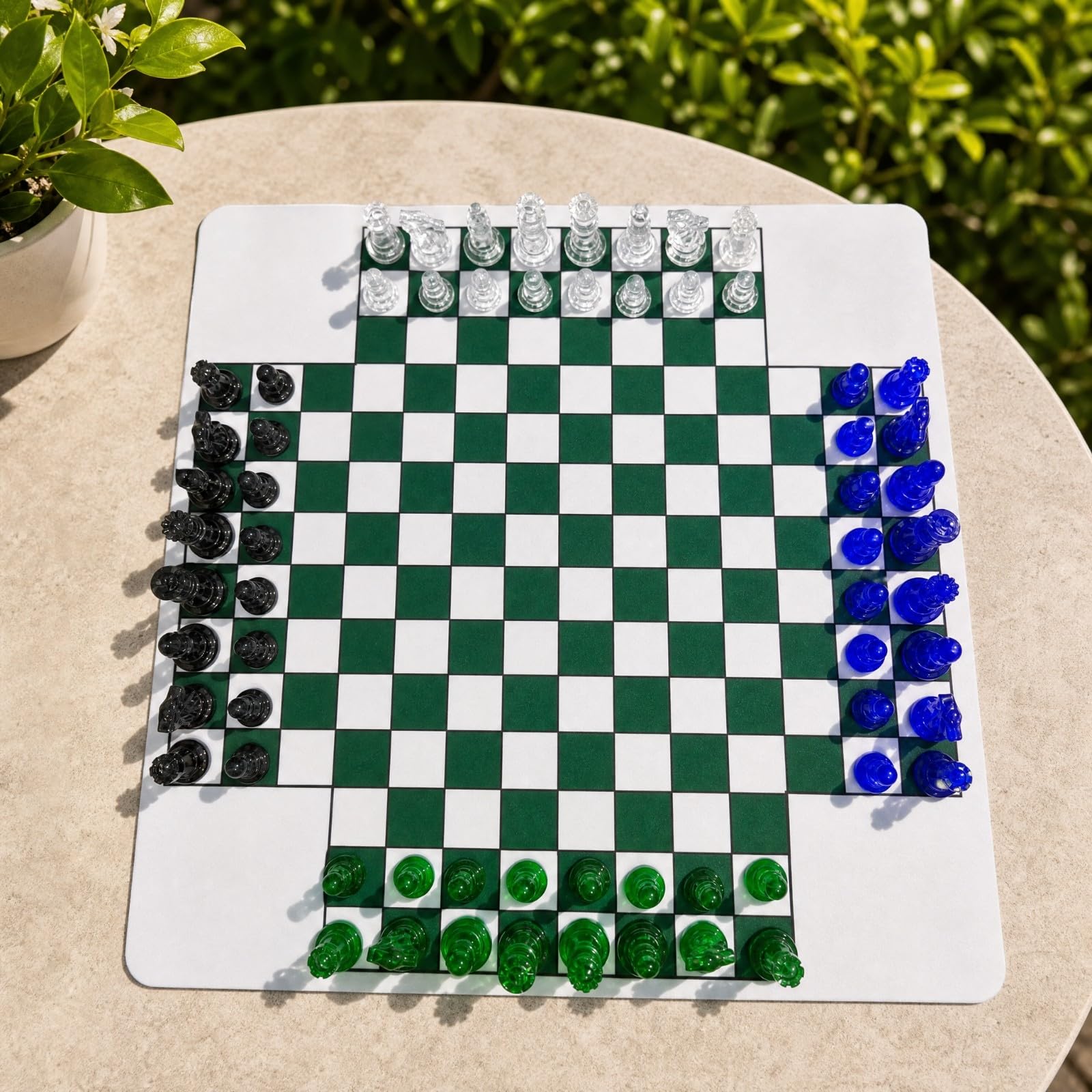 Qianly Gioco Scacchi Internazionale da Tavolo per Partecipanti Scacchiera Pieghevole a Scacchi Bianchi Pedine Trasparenti Colorate di Dimensioni, Stile B