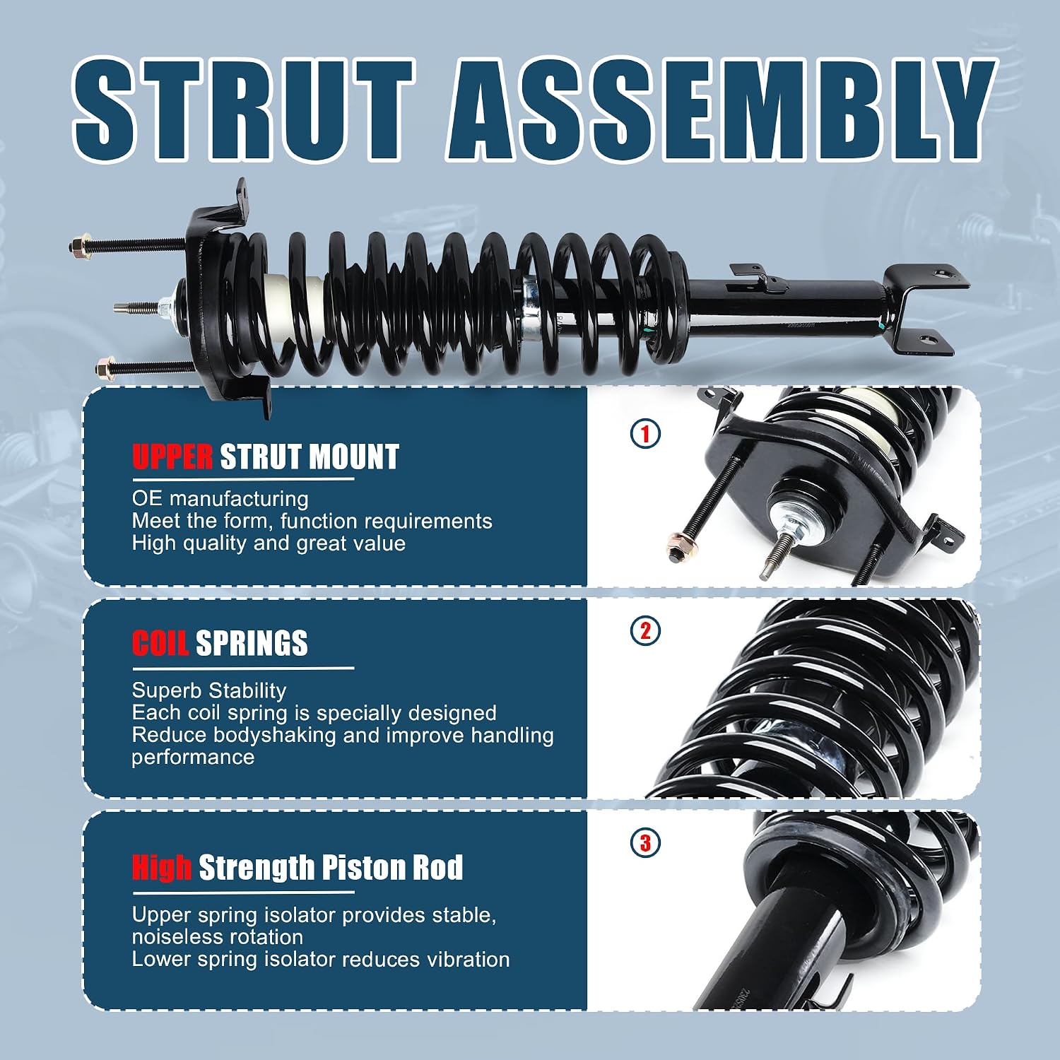Vextone Rear Struts Shock Absorbers - Fit for 2001-2006 Chrysler Sebring Convertible - Quick Install Strut Replace OE#471311 Ready Shocks (1 PCS)