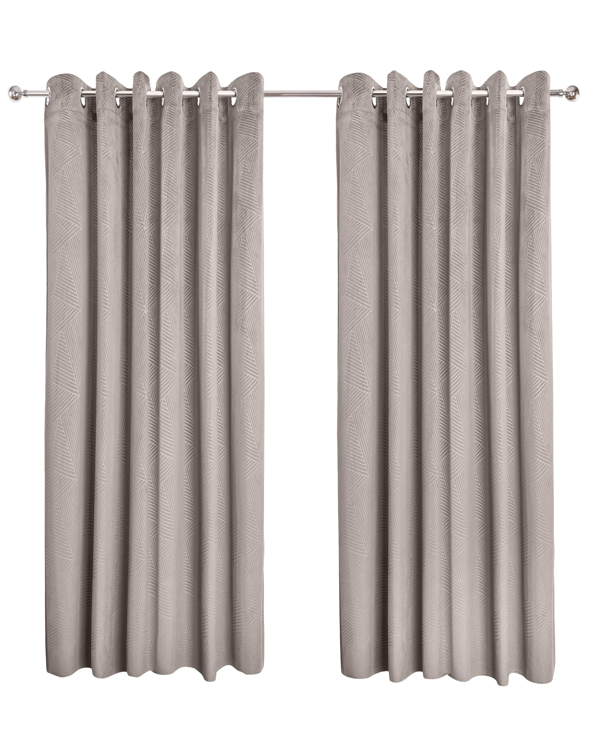 Emma Barclay Stone Midnight - Embossed Velvet Woven Thermal Blackout Eyelet Curtains (, Width 66 X Drop 72" (168 X 183Cm))