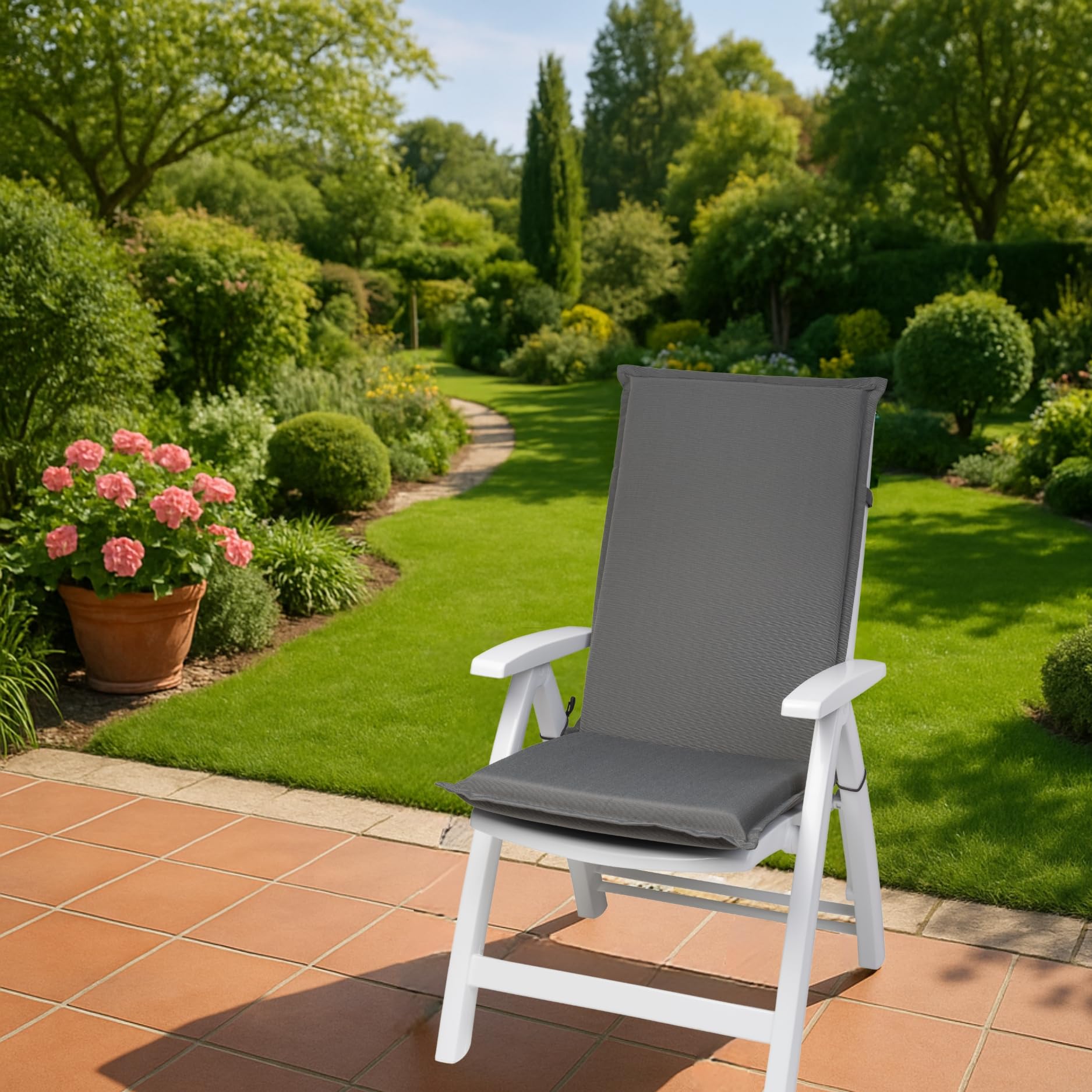 Gardenista - Cuscini Per Sedie Con Schienale Alto, Cuscini Per Sedie Da Giardino 120x50 Cm Con Lacci Di Sicurezza Cuscini Per Sedie Resistenti Allacqua Per Interni Ed Esterni 83530219 - Foto 4