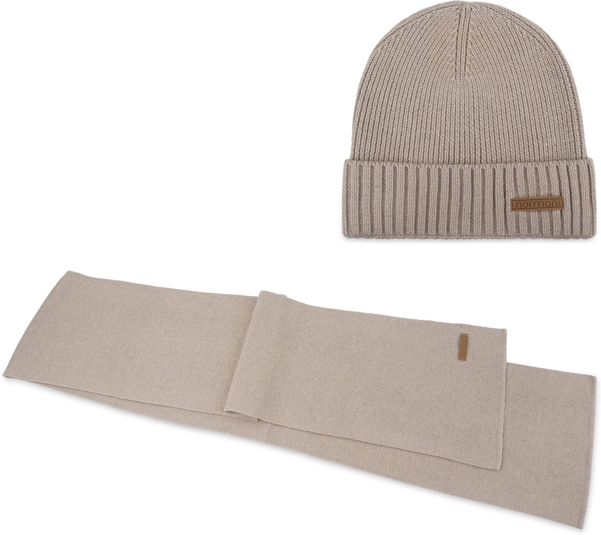 Winterschal und Strickmütze aus Merinowolle für Damen und Herren im Set
