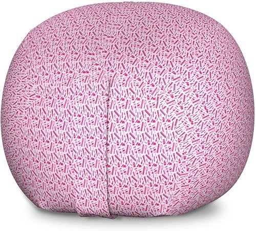 Miniatura 4 de Ambesonne Pale Pink Storage Toy Bag Chair, Makeup Elements and Comb Pattern in Magenta Pink and Purple Tones, Stuffed Animal Organizer Washable Bag,