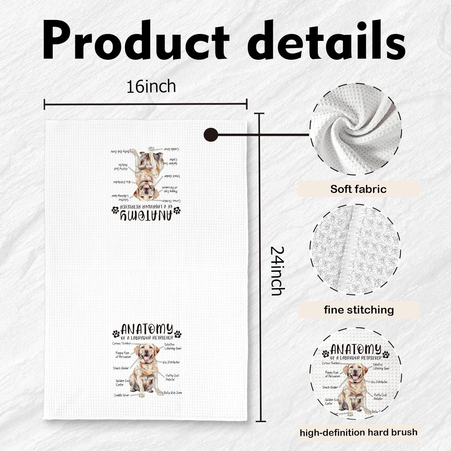 Funny Yellow Labrador Retriever Gifts Kitchen Towels, Yellow lab Gifts for Women, Labrador Lovers Hand Dish Towels for Women Men, Dog Anatomy Tea Towel Dog Room Decor for Home Kitchen Bathroom - Image 7