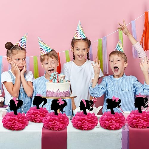 Miniatura 6 de 12 centros de mesa rosados para decoración de mesas, centros de mesa rosa intenso, flores de papel, princesa, centros de mesa para París, temática