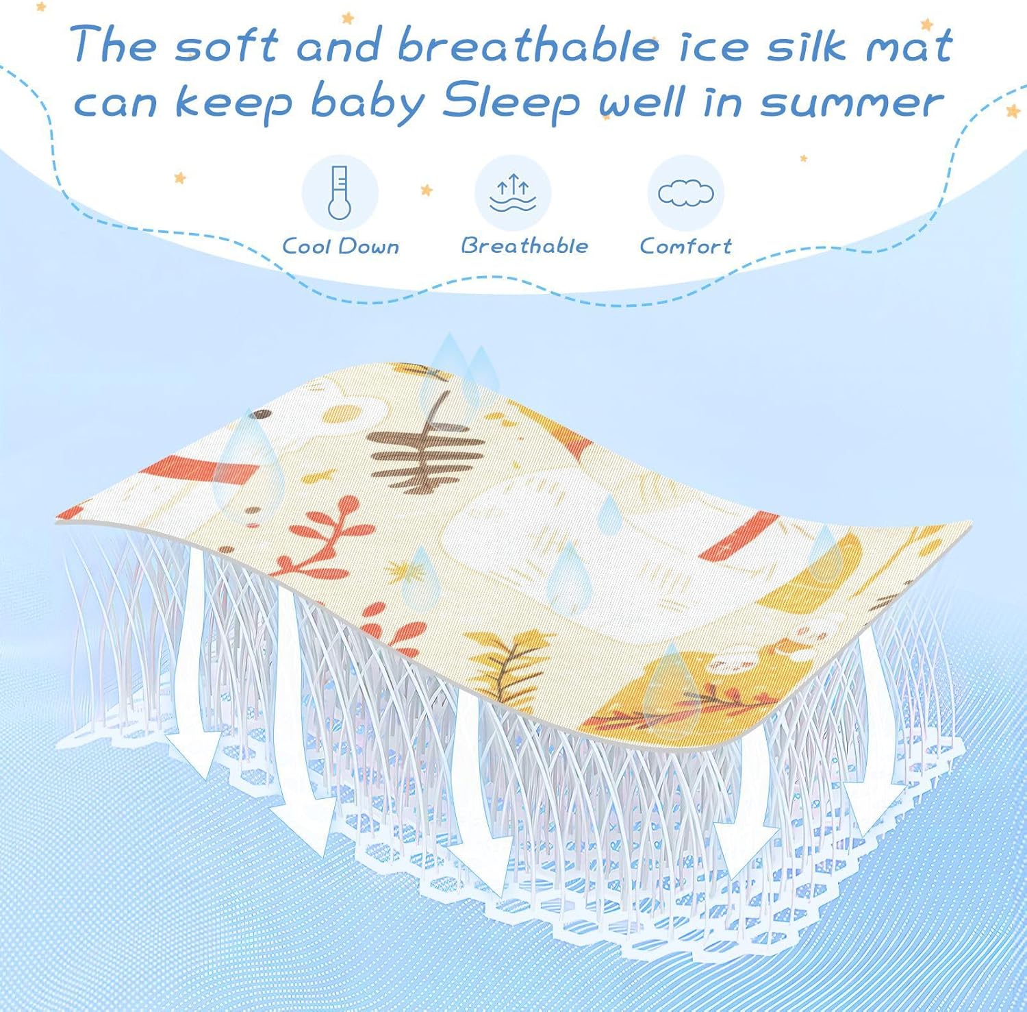 Delicate Cartoon Bear Gold Christmas Cooling Baby Mattress Protector 28" x 52" Ultra Soft Mattress Protector pad for Baby&Toddler