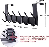 Vista 6 de SKOLOO Gancho para colgar sobre la puerta, 6 ganchos, no requiere montaje, ganchos de puerta de acero inoxidable, perchero para colgar abrigos, Negro