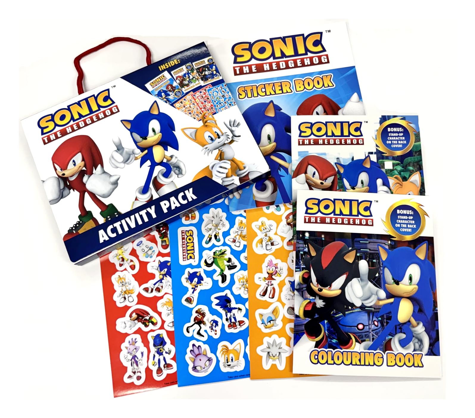 Anila's Sonic Activity Pack for Kids Ages 3–8 – 2 Colouring Books, Sticker Book, 100+ Reusable Stickers & 4 Mini Colouring Pencils – Sonic the Hedgehog Travel Activity Set with Carry Case — image 1