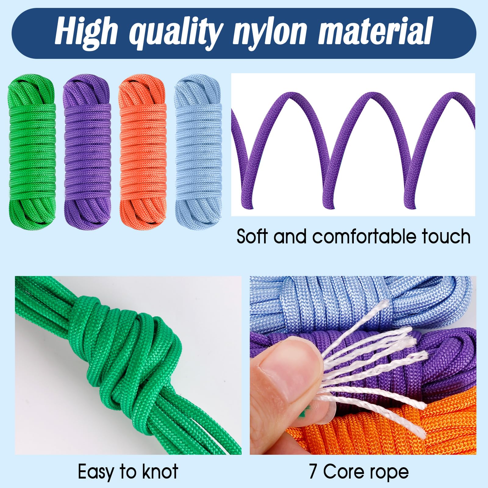 26 szt. Kolori linka paracord, wielofunkcyjna bransoletka Paracord 4 mm | Do bransoletek DIY, breloków, smyczy dla psów, namiotów, wędrówek na świeżym powietrzu, linek z 7 żyłek Paracord