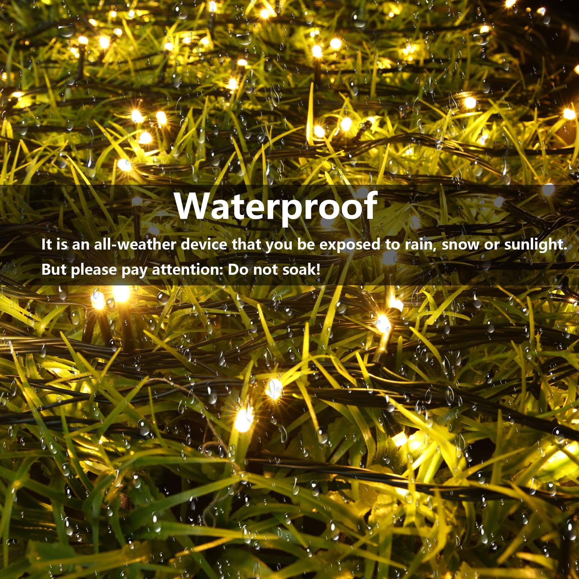 iBaycon Guirlanda Solar para Exteriores,12 m 100 Led Resistente a La Intemperie, 8 Modos Impermeable Ideal para Jardín Terraza Árboles Patio, Fiestas y Decoración Exterior (Blanco Cálido)