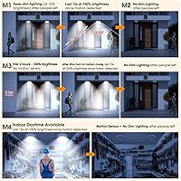 Vista 7 de Paquete de 2 luces solares de techo con sensor de movimiento, regulables de 6000 K/4000 K/3200 K, luz solar de cobertizo con interruptor