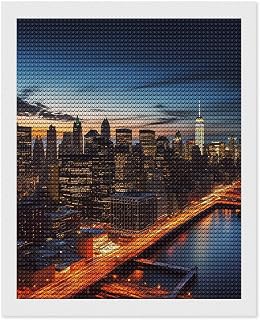 FodPand Diamond Art Kits for Adults, 5D Aurora Diamond Painting Kits for Beginners, New York City Scenery DIY Full Drill Dots Gem Art Paint Crafts for Home Wall Decor 16"x20"