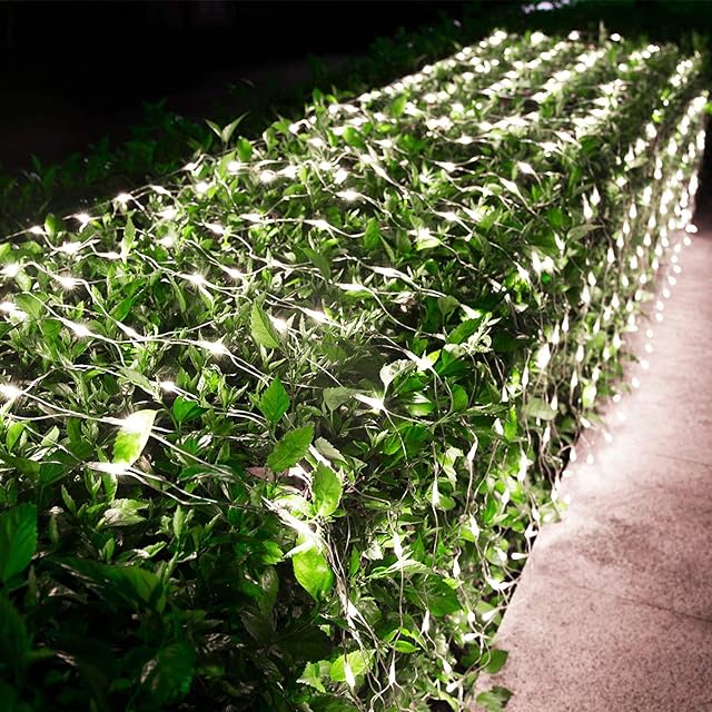 BrizLabs Net Lights Outdoor Mesh Light Garden 3.2m x 1.5m 240 LED Christmas String Lights Indoor 8 Modes with Remote & Timer for Garden Tree Curtain Bedroom Balcony Halloween Decor, Cool White