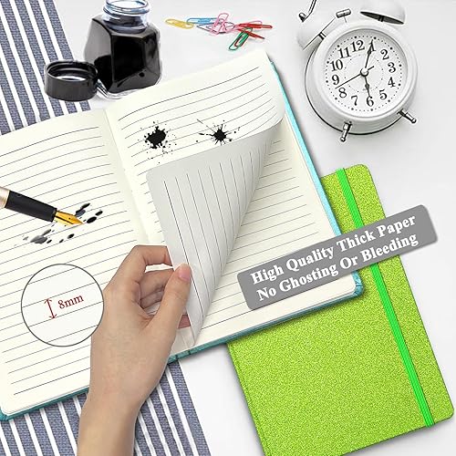 Miniatura 4 de Paquete de 4 cuadernos con purpurina, 8.3 x 5.7 pulgadas, 160 páginas rayadas con purpurina que nunca se despegan, diario brillante para niñas,