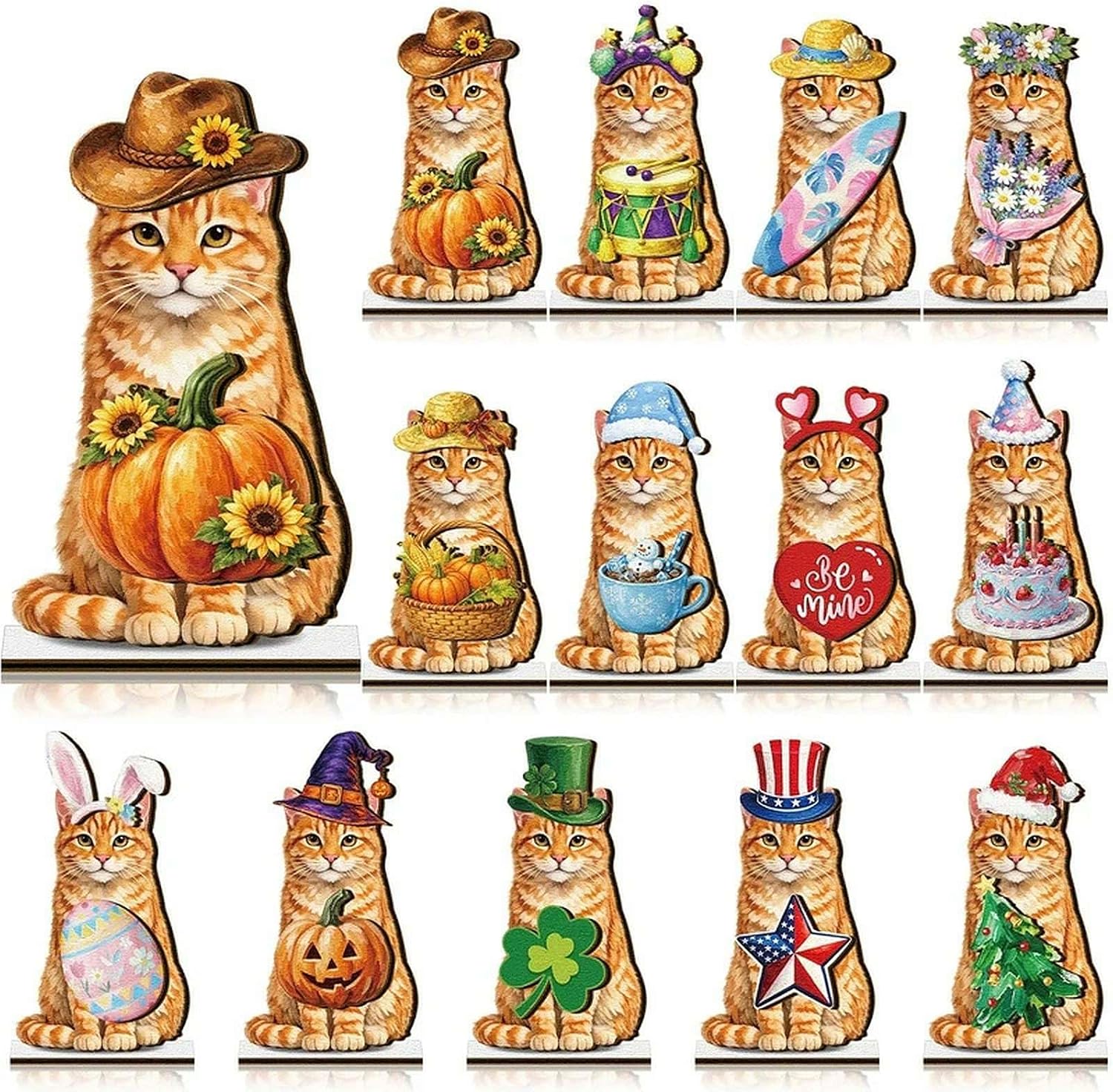 Interchangeable Seasonal Animal Wooden Decor Set (Style H)