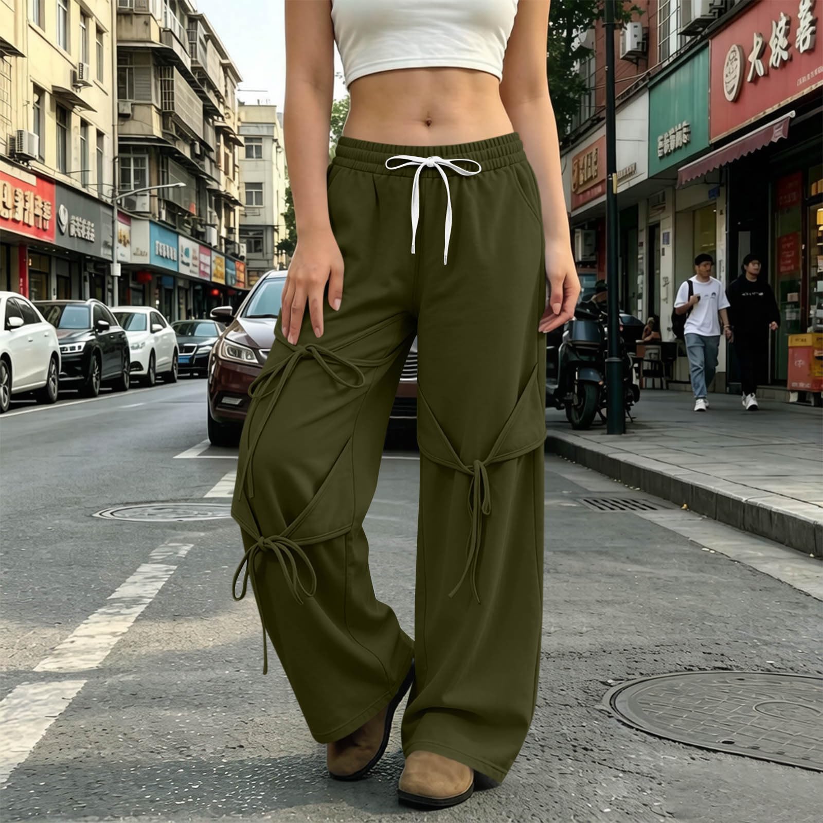 Pantaloni Tuta Donna Pantaloni a Gamba Larga con Elastico in Vita Pantalone Jogger con Coulisse Comodi Pantlone Cotone Morbidi Casual Pant Baggy Tinta Unita Pants Lunghi per Jogging Fitness Sport