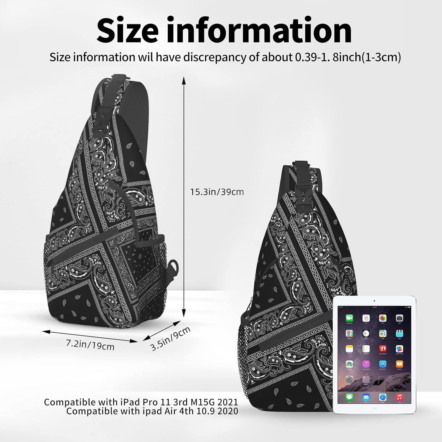 MEDTOGS Sling Bag,Crossbody Sling Backpack Bag Paisley Mini Casual Shoulder Daypack Chest Bag for Women Men Travel Hiking Gym Anti Theft