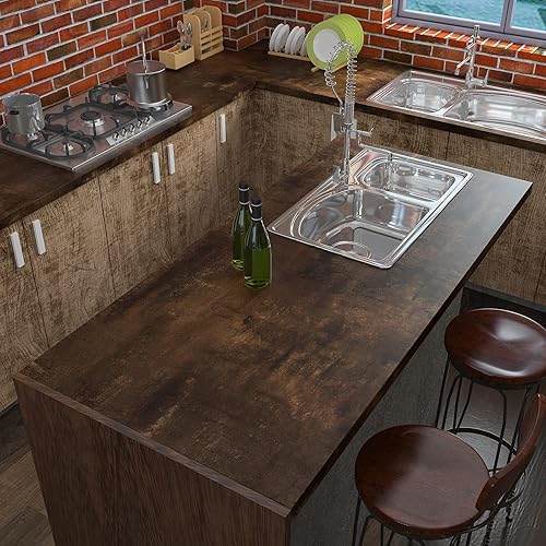 Miniatura 2 de CHIHUT Papel tapiz de hormigón mate, papel adhesivo de cemento marrón para encimeras, papel tapiz texturizado teñido de vinilo impermeable, película