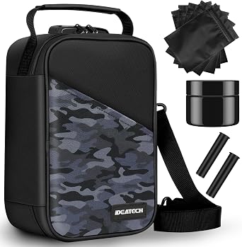 IDEATECH Smell Proof Bag, Stash Box Odor Proof, Smell Proof Containers with Lock, Odorless Travel Storage Bag, Home Organizer Case Lock Box with Accessories, Smell Proof Box Gift for Women/Men