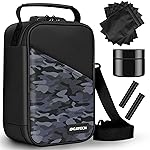 IDEATECH Smell Proof Bag, Stash Box Odor Proof, Smell Proof Containers with Lock, Odorless Travel Storage Bag, Home Organizer Case Lock Box with Accessories (Camo)