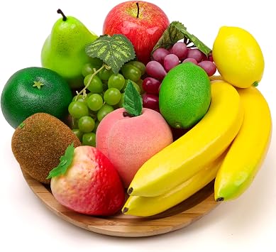 10 PCS Artificial Fruits Fake Banana Grape Lemon Kiwi Orange Apple Peach Strawberries Ornament Faux Lifelike Combination Decoration Restaurant Home