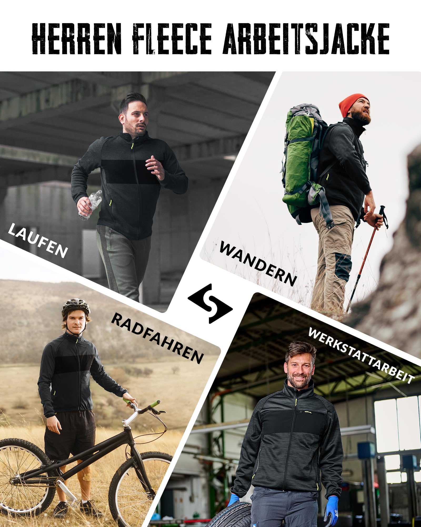 Scheibler Herren Leichte Sportjacke Stehkragen Hooded Jacket Kapuzenjacke Männer Sweatjacke Warm Übergangsjacke Outdoor Arbeitsjacke für Wandern Laufen Freizeit