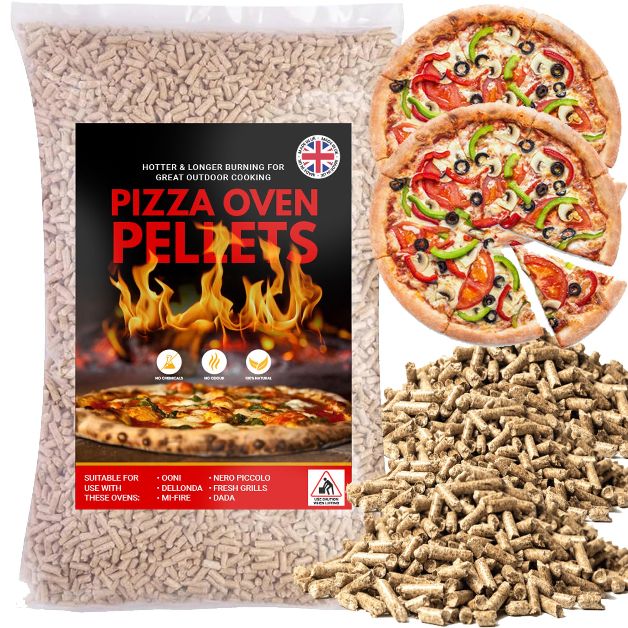 30L Premium Fuel Wood Pellets For Pizza Ovens & Grills Perfect For BBQs & Smokers Easy-Light Cooking Pellets Large Bag For Simple Storage & Handling (30 Litres)