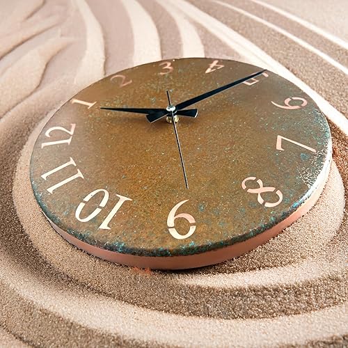 Miniatura 5 de Reloj de pared de cobre puro hecho a mano para decoración del hogar, reloj decorativo para sala de estar, dormitorio y cocina, arte mural decorativo