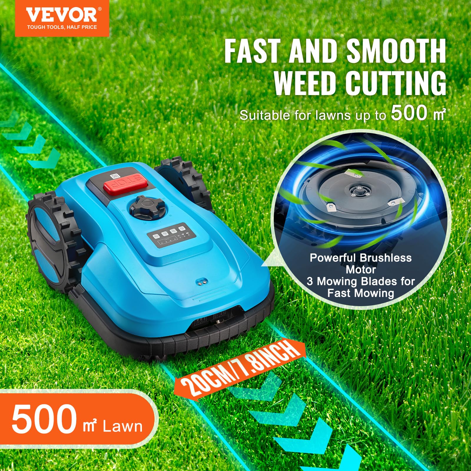 VEVOR Tondeuse Robot pour Pelouse 500 m² — vue 2