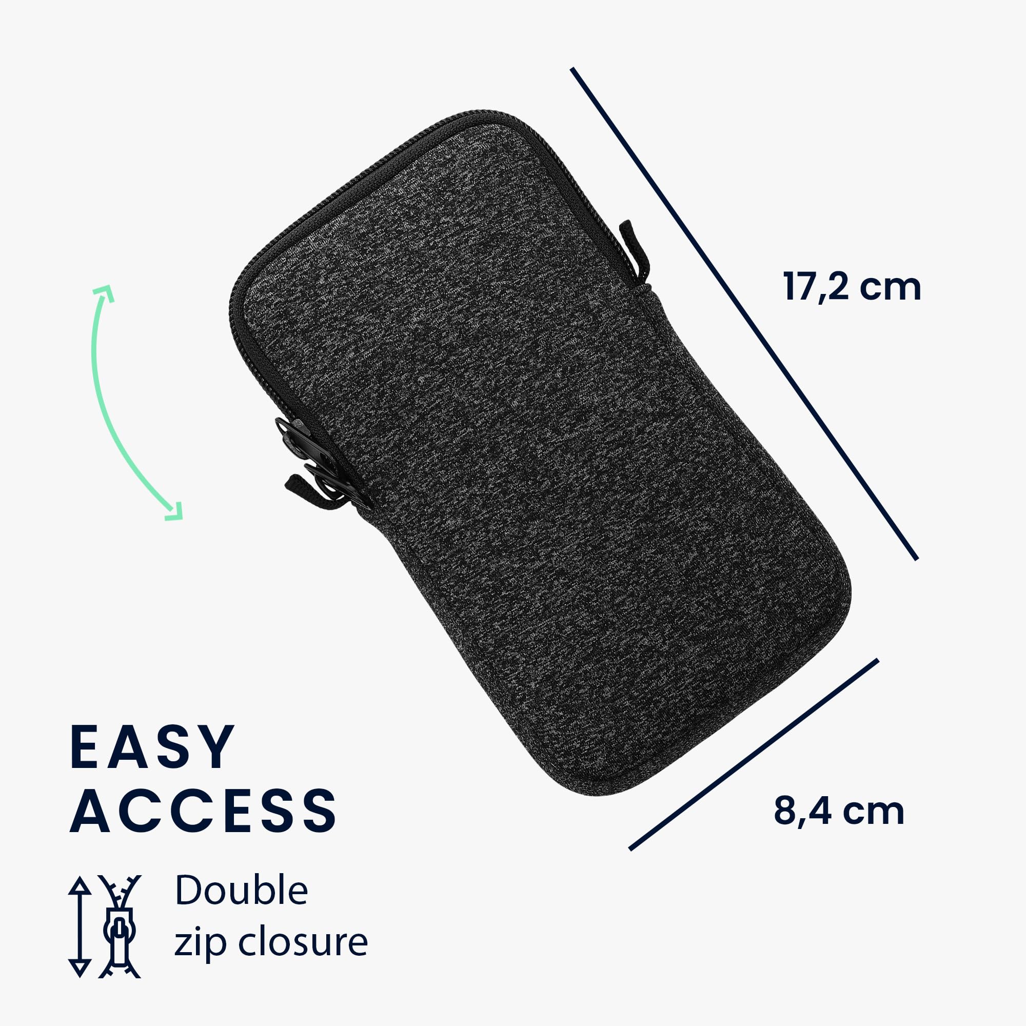 Kwmobile Custodia In Neoprene Con Zip Per Smartphone - Portacellulare A Tracolla E Da Collo Universale - Cover Borsa Telefono Protettiva