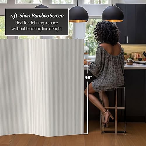 Miniatura 6 de Red Lantern Pantalla de onda de bambú de tamaño corto de 4 pies  Natural  Sombra flexible de privacidad separador divisor de habitación para