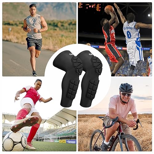 Miniatura 25 de Rodilleras acolchadas para pantorrillas, manga de compresión para piernas, protector de muslo, espinilleras para fútbol, baloncesto, voleibol