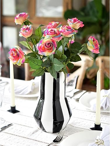 Miniatura 241 de FiveSeasonStuff 12 tallos de flores artificiales, rosas de seda de tacto real para decoración de bodas, ramos de novia, centros de mesa, fiestas y 9