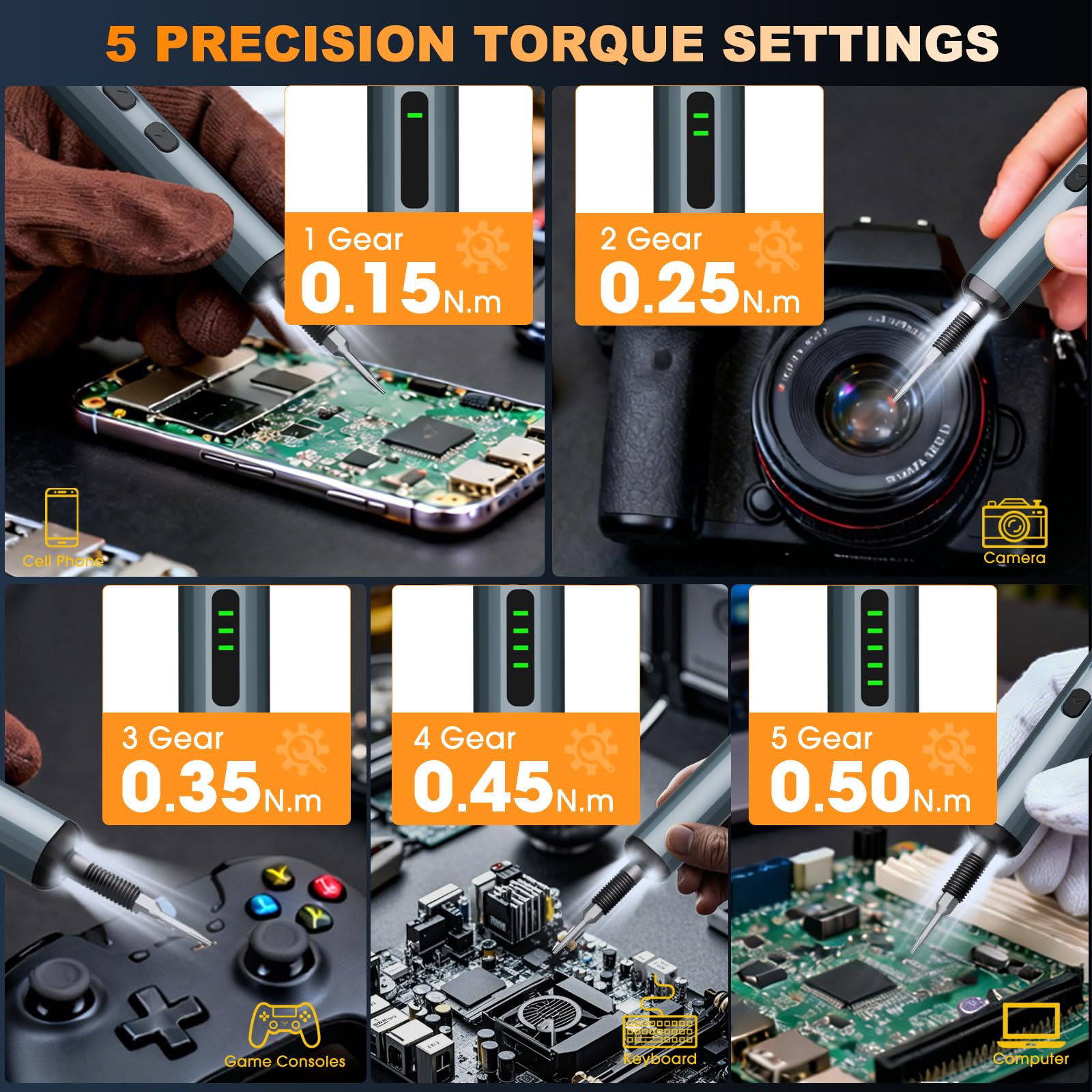 Mini destornillador eléctrico, juego de destornilladores de precisión de 4,2 V, destornilladores inalámbricos, recargables, 76 en 1, kit de herramientas técnicas de reparación de brocas magnéticas