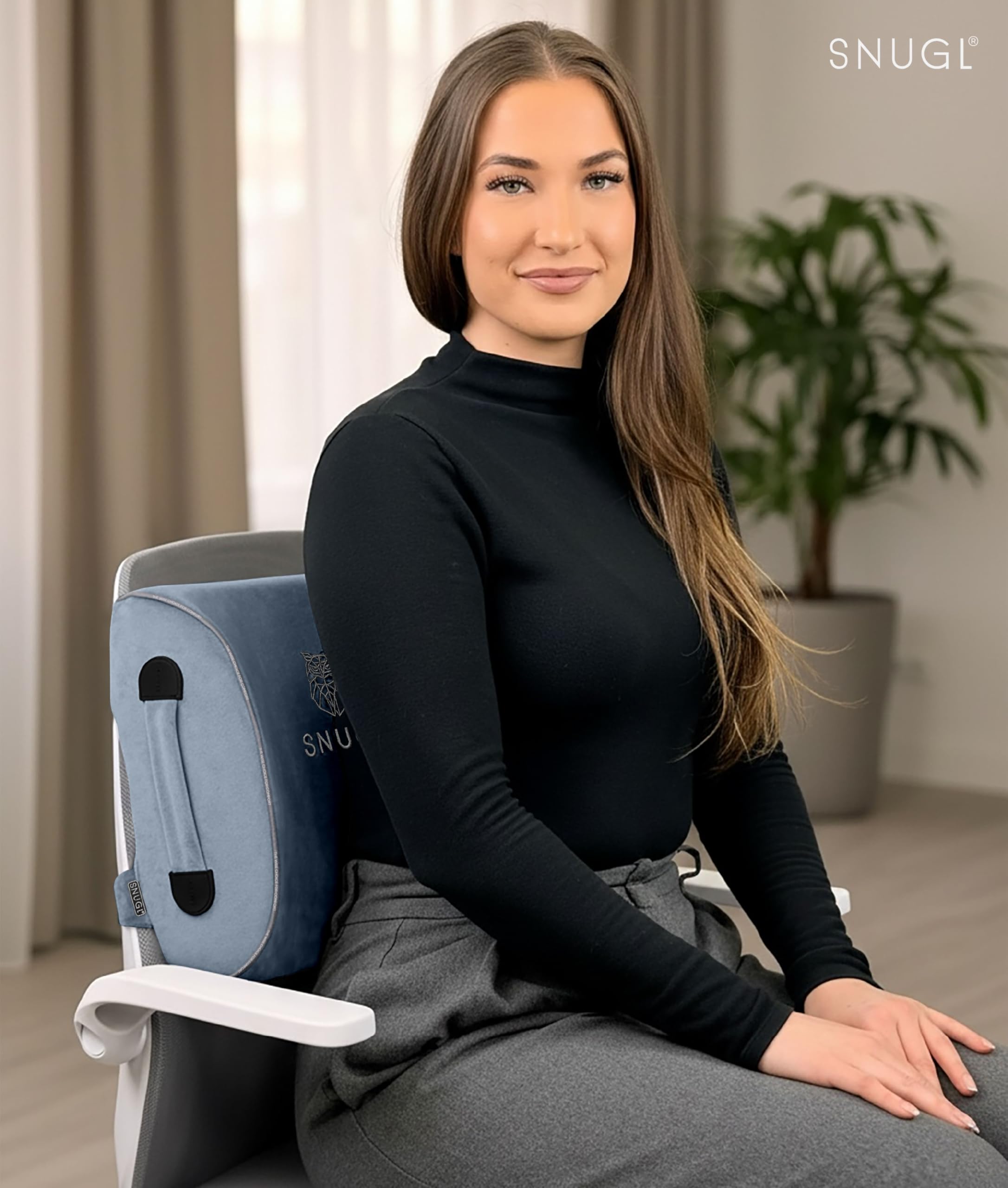 SNUGL Cuscino Lombare Supporto Schiena per Sedia da Ufficio | Cuscino Ortopedico in Memory Foam | Correttore Postura Uomo Donna | Cuscino Sedile Auto | Accessorio Ergonomico per Ufficio